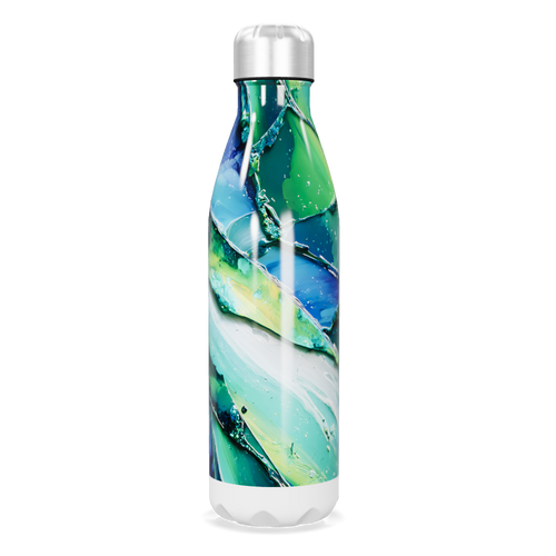 Garrafa Inox - Estampa Abstrata Verde Azul