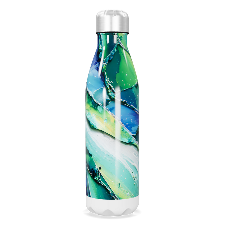 Garrafa Inox - Estampa Abstrata Verde Azul