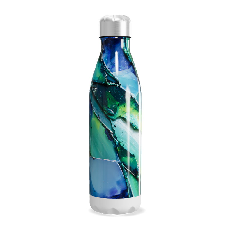 Garrafa Inox - Estampa Abstrata Verde Azul