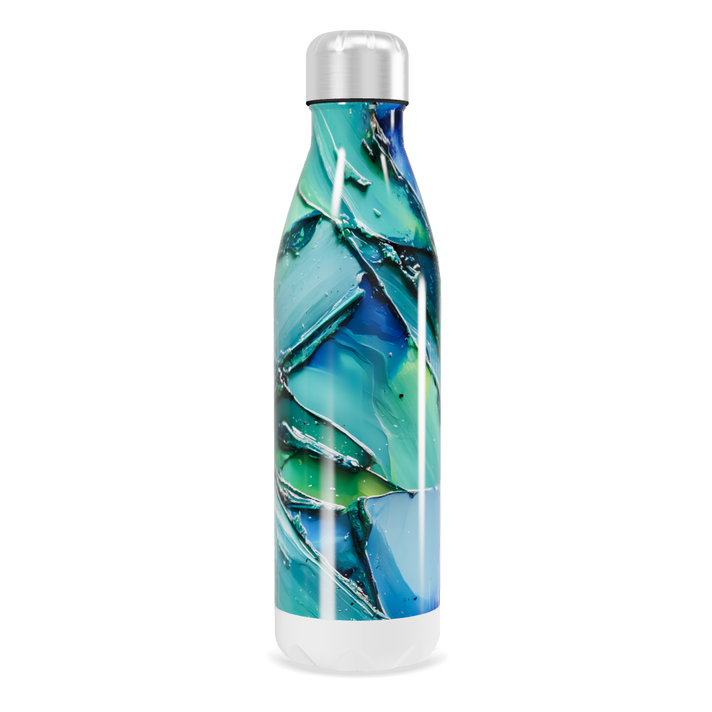 Garrafa Inox - Estampa Abstrata Verde Azul