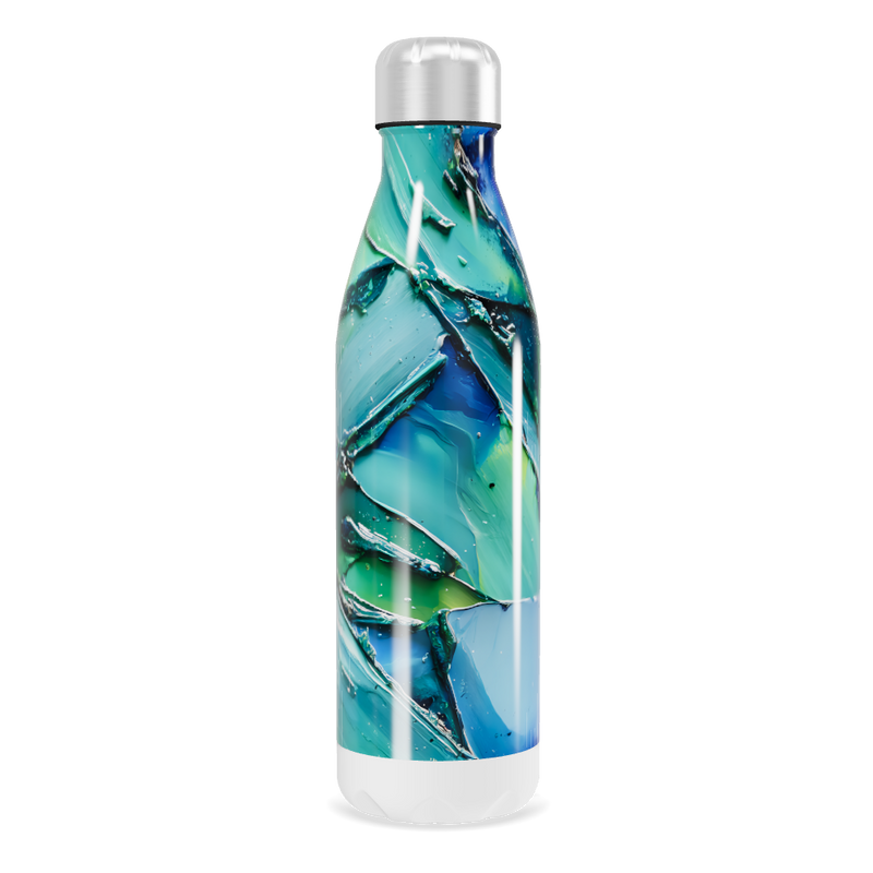 Garrafa Inox - Estampa Abstrata Verde Azul