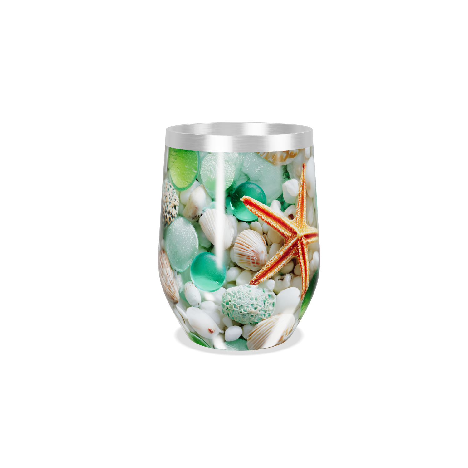 Copo Térmico Slim - Estampa Praia Conchas