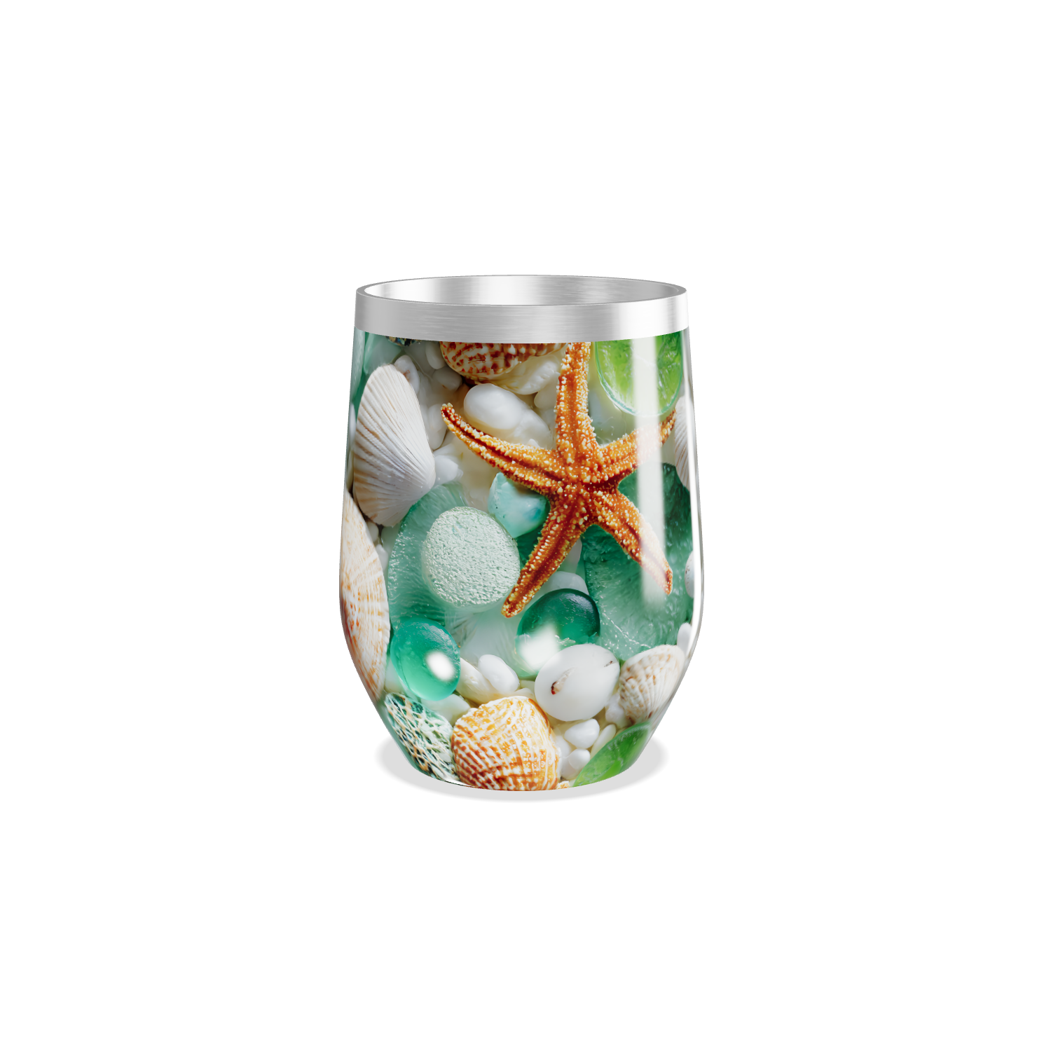 Copo Térmico Slim - Estampa Praia Conchas