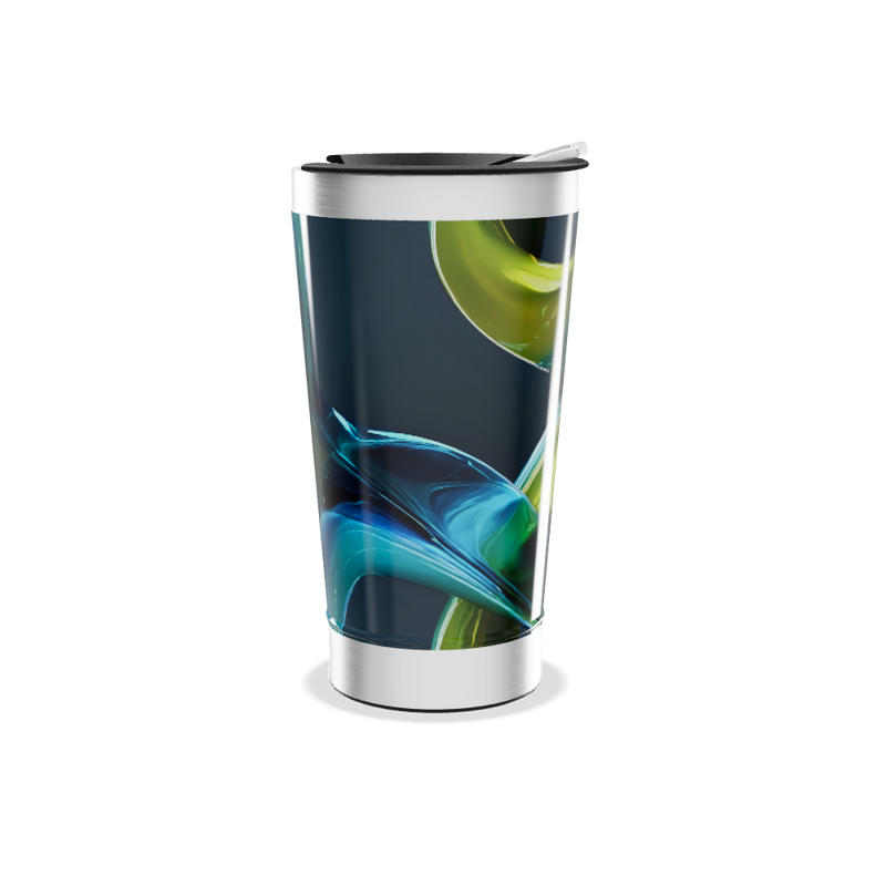 Copo Térmico - Design Abstrato Azul Verde