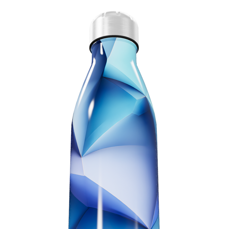 Garrafa Inox Azul - Design Geométrico