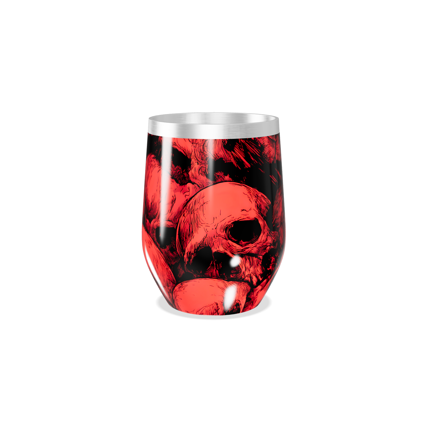 Copo Térmico Slim - Vermelho com Caveiras