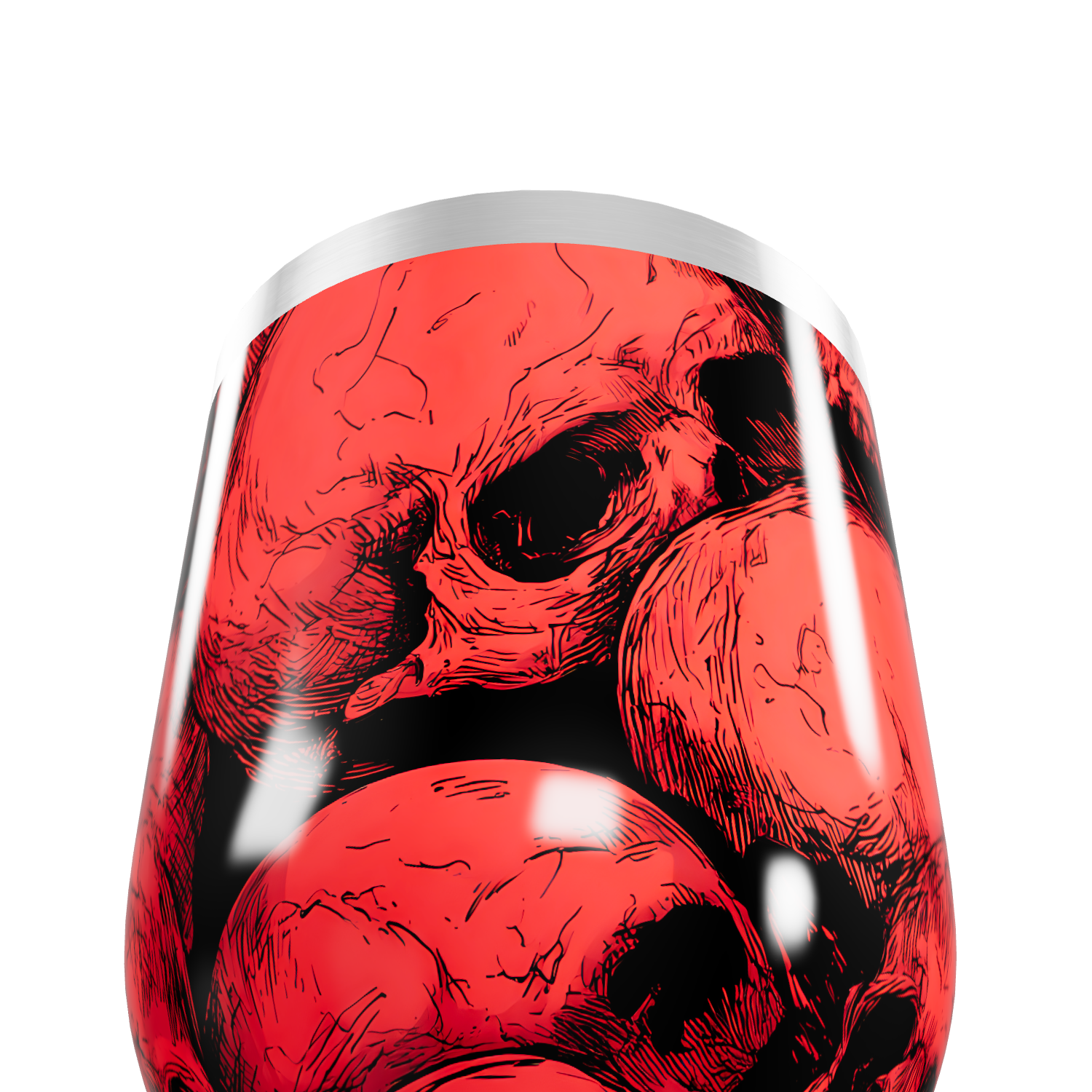 Copo Térmico Slim - Vermelho com Caveiras