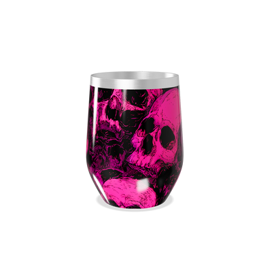 Copo Térmico Slim - Caveiras Rosa Aço Inox