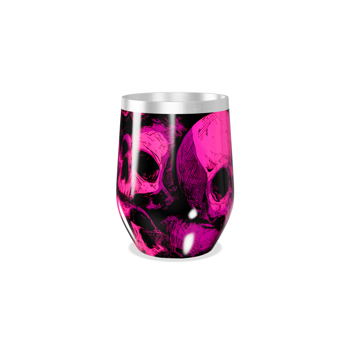 Copo Térmico Slim - Caveiras Rosa Aço Inox