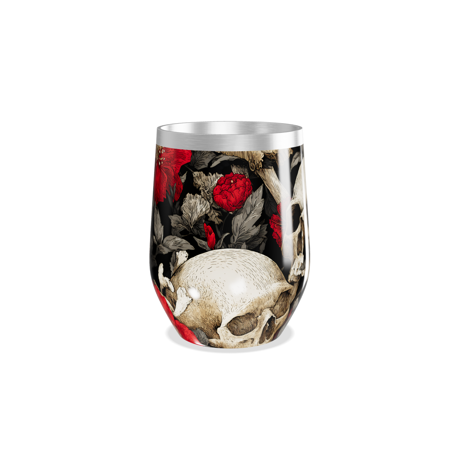 Copo Térmico Slim - Floral Caveira Inox