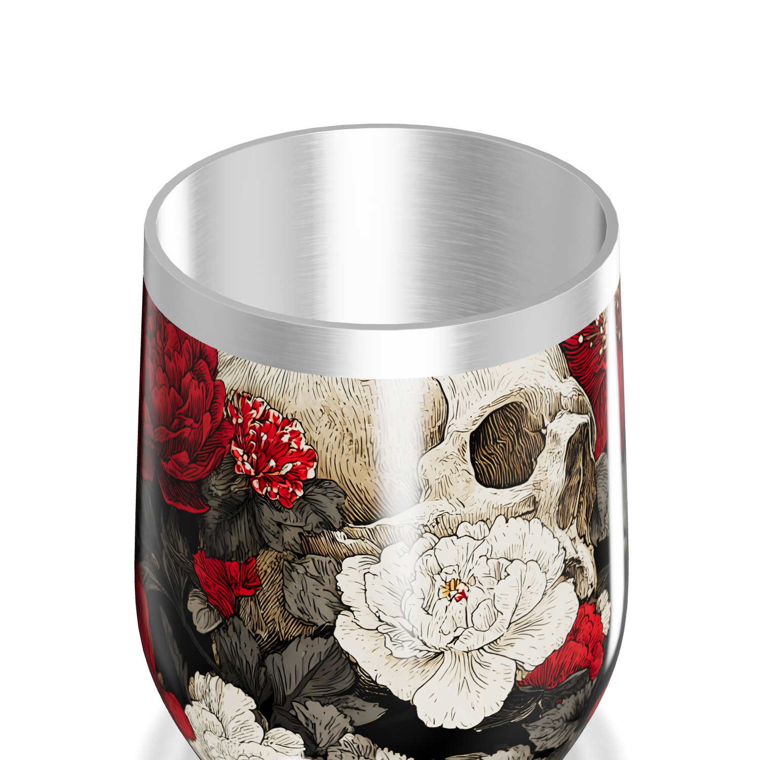 Copo Térmico Slim - Floral Caveira Inox