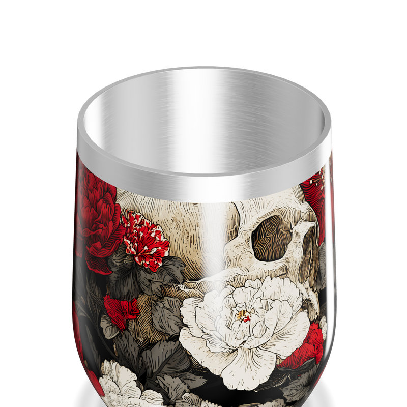 Copo Térmico Slim - Floral Caveira Inox