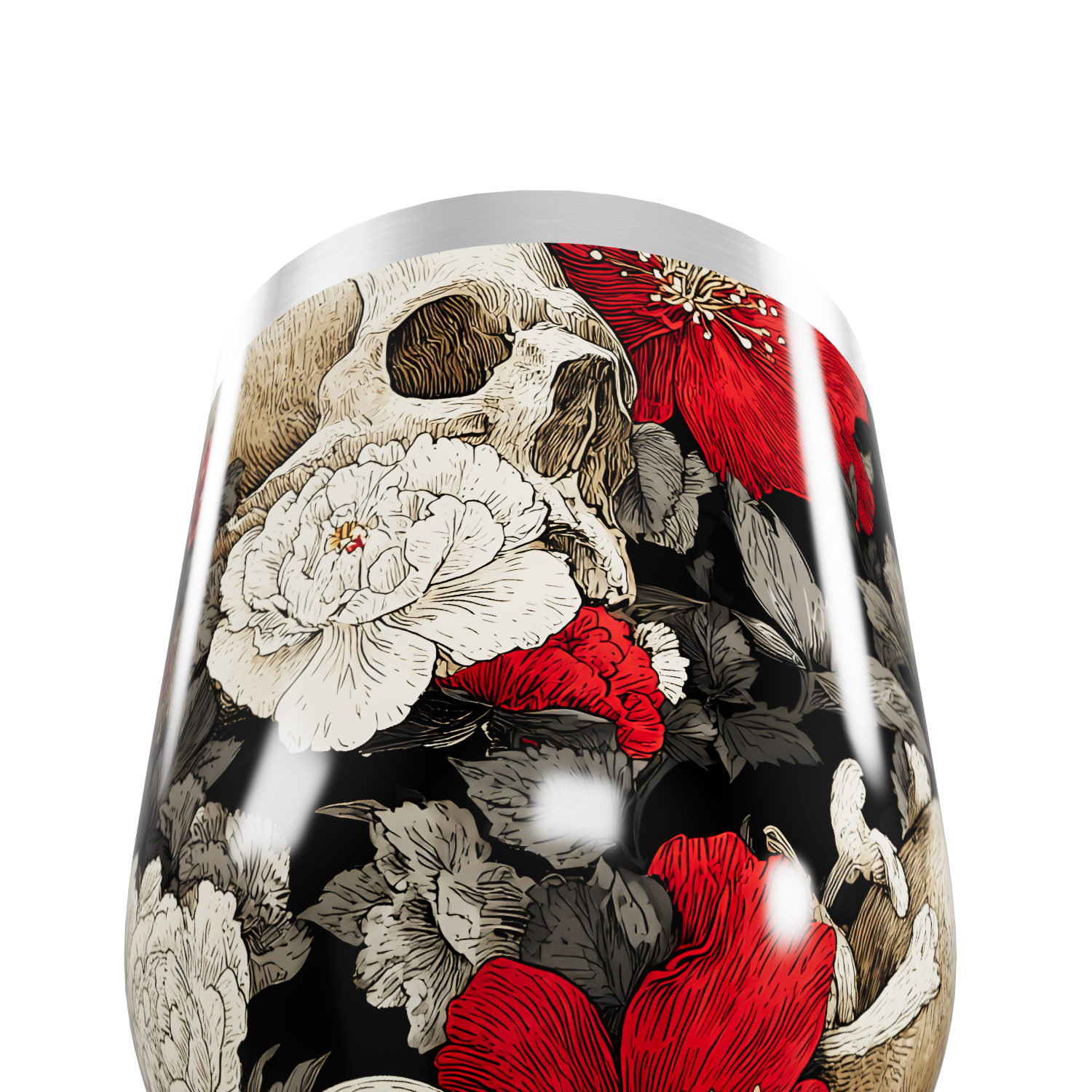 Copo Térmico Slim - Floral Caveira Inox