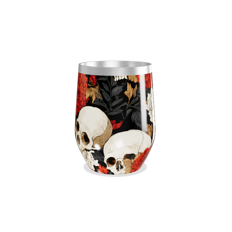 Copo Térmico Slim - Floral Caveira Preto