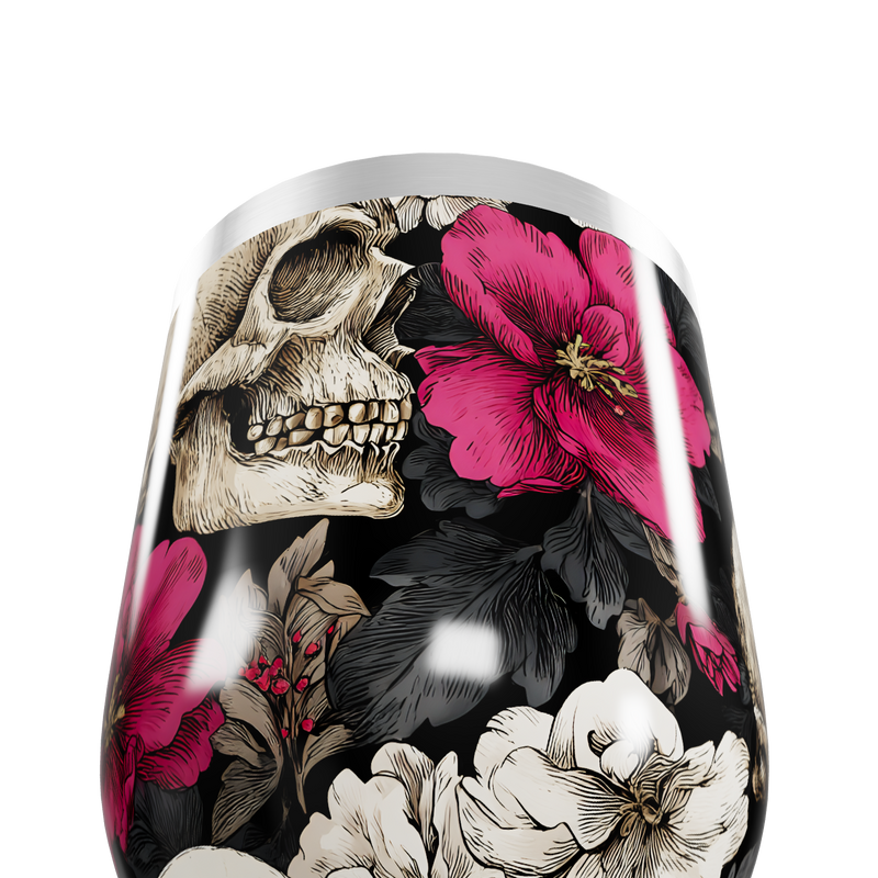 Copo Térmico Slim - Caveira Floral Colorido
