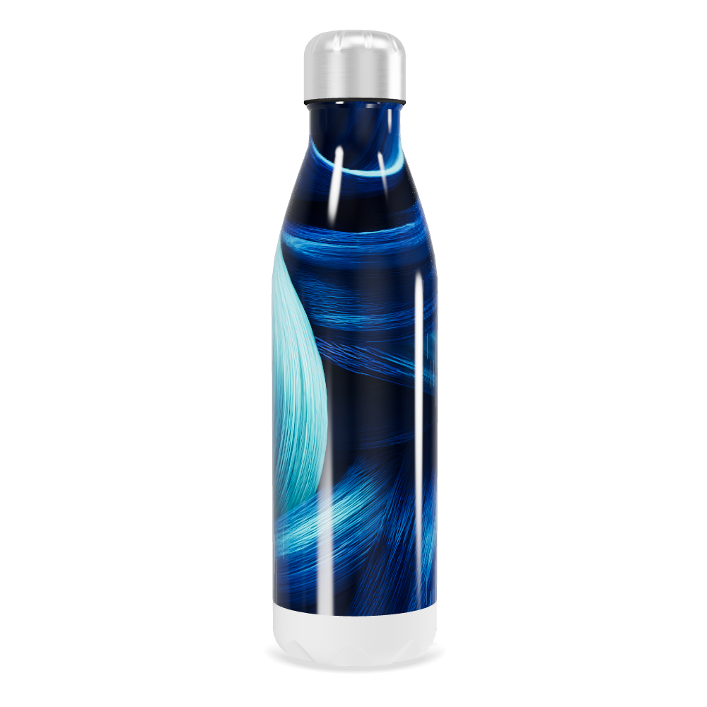 Garrafa Inox - Azul com Estampa Abstrata