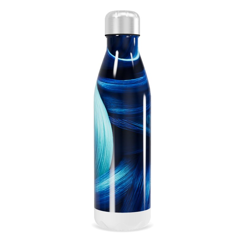 Garrafa Inox - Azul com Estampa Abstrata