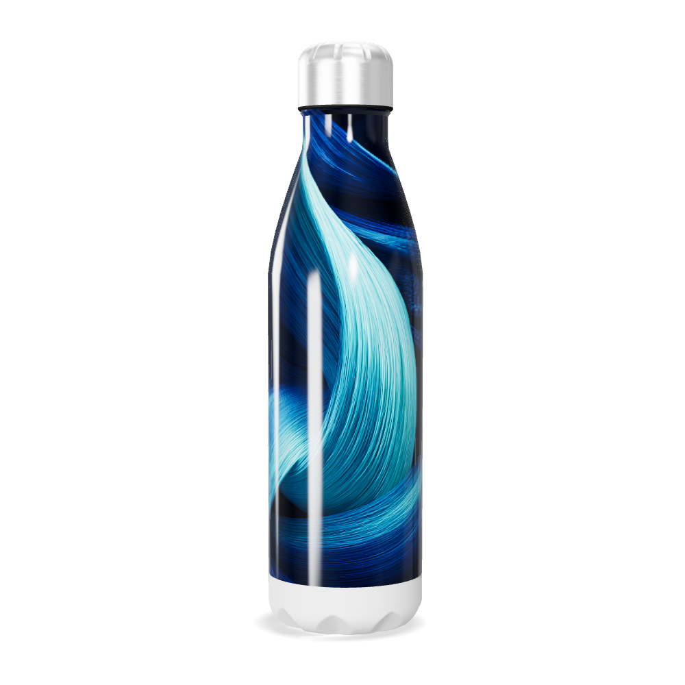Garrafa Inox - Azul com Estampa Abstrata