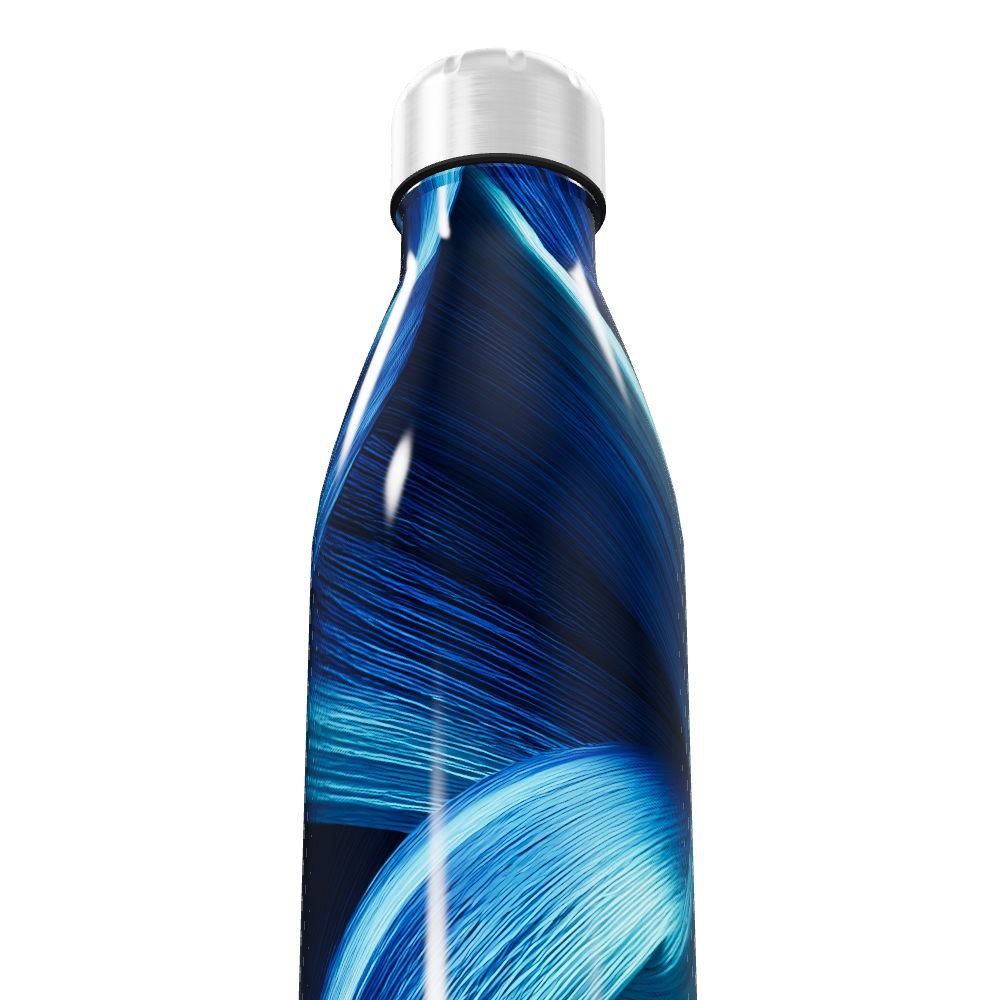 Garrafa Inox - Azul com Estampa Abstrata