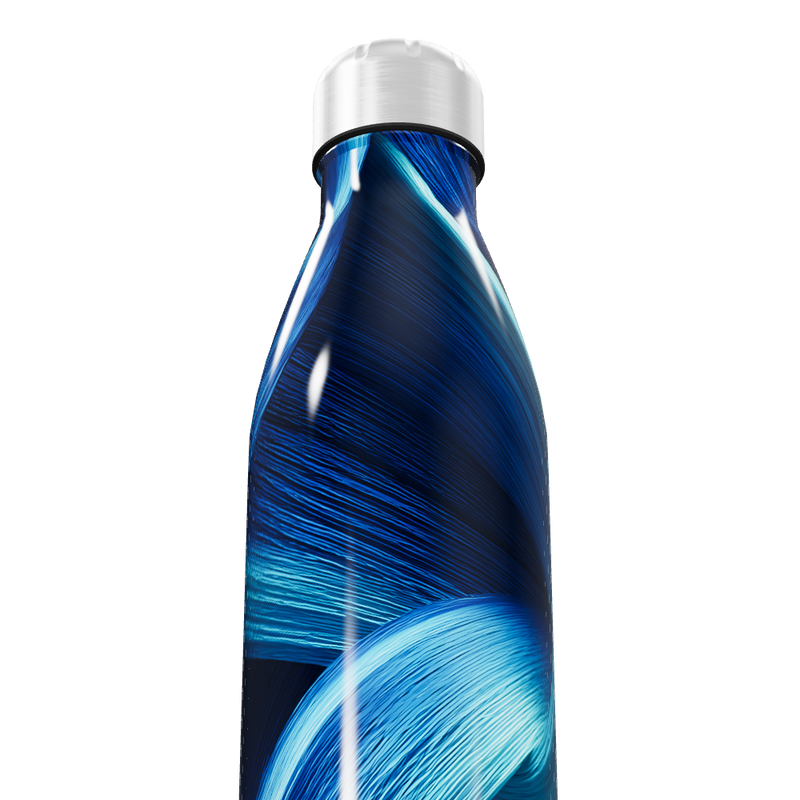 Garrafa Inox - Azul com Estampa Abstrata