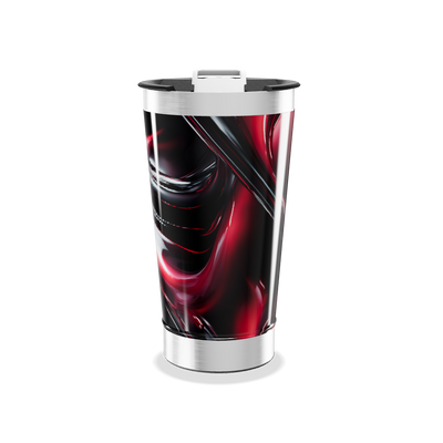 Copo Térmico - Design Abstrato Preto e Vermelho