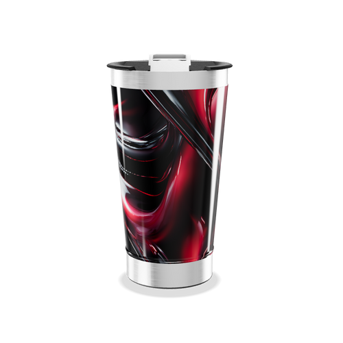 Copo Térmico - Design Abstrato Preto e Vermelho