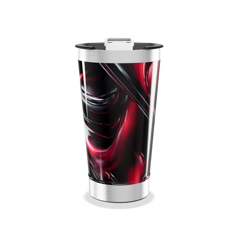 Copo Térmico - Design Abstrato Preto e Vermelho