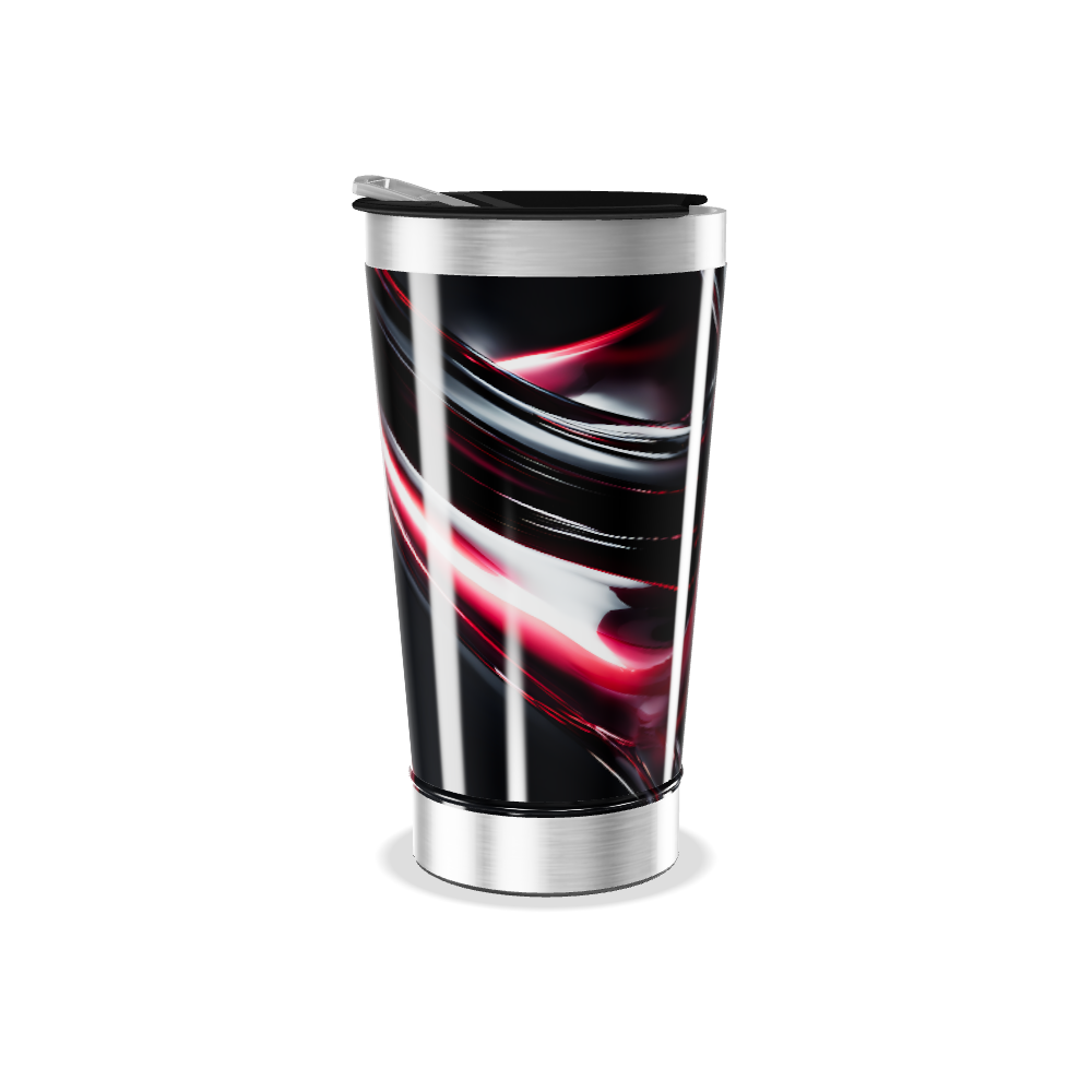Copo Térmico - Design Abstrato Preto e Vermelho