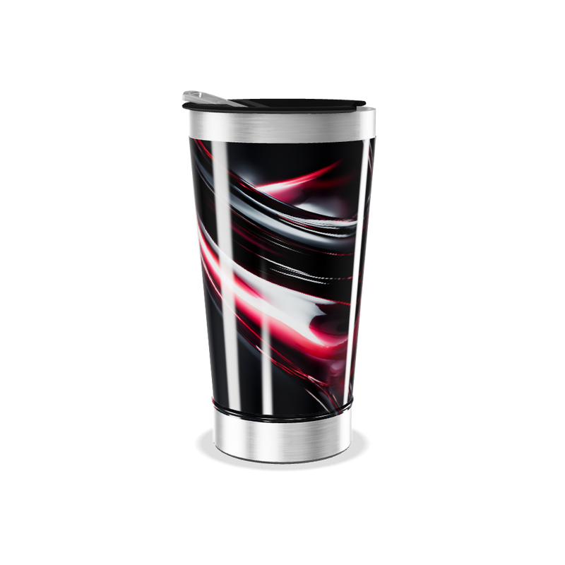 Copo Térmico - Design Abstrato Preto e Vermelho