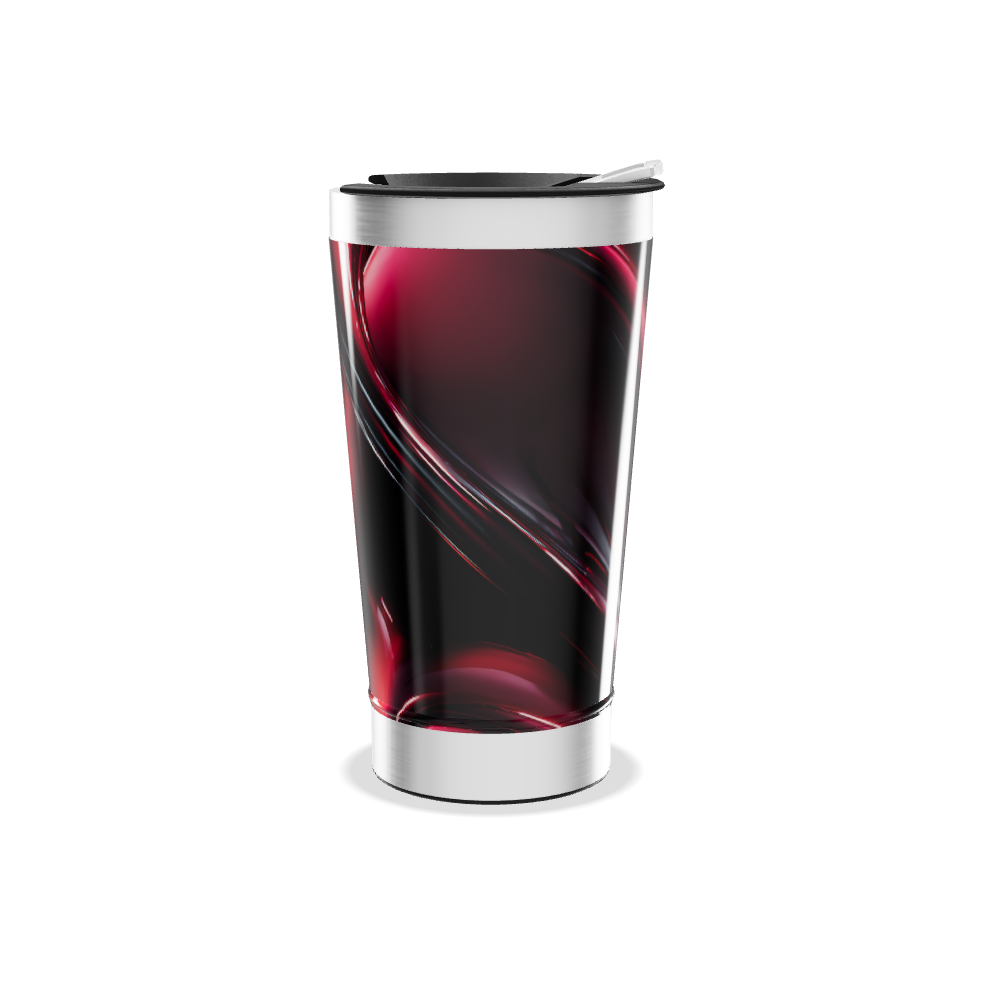 Copo Térmico - Design Abstrato Preto e Vermelho