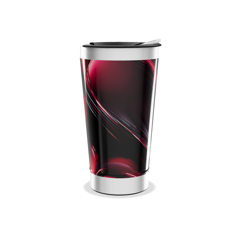 Copo Térmico - Design Abstrato Preto e Vermelho