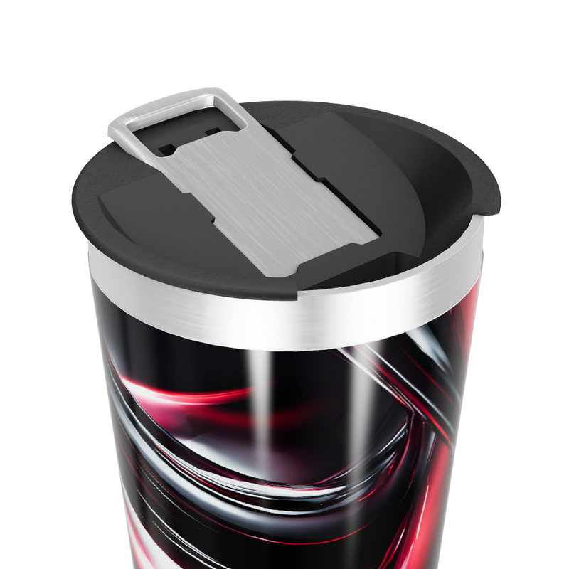 Copo Térmico - Design Abstrato Preto e Vermelho