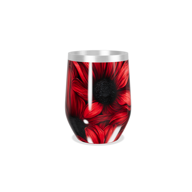 Copo Térmico Slim - Flores Vermelhas Inox