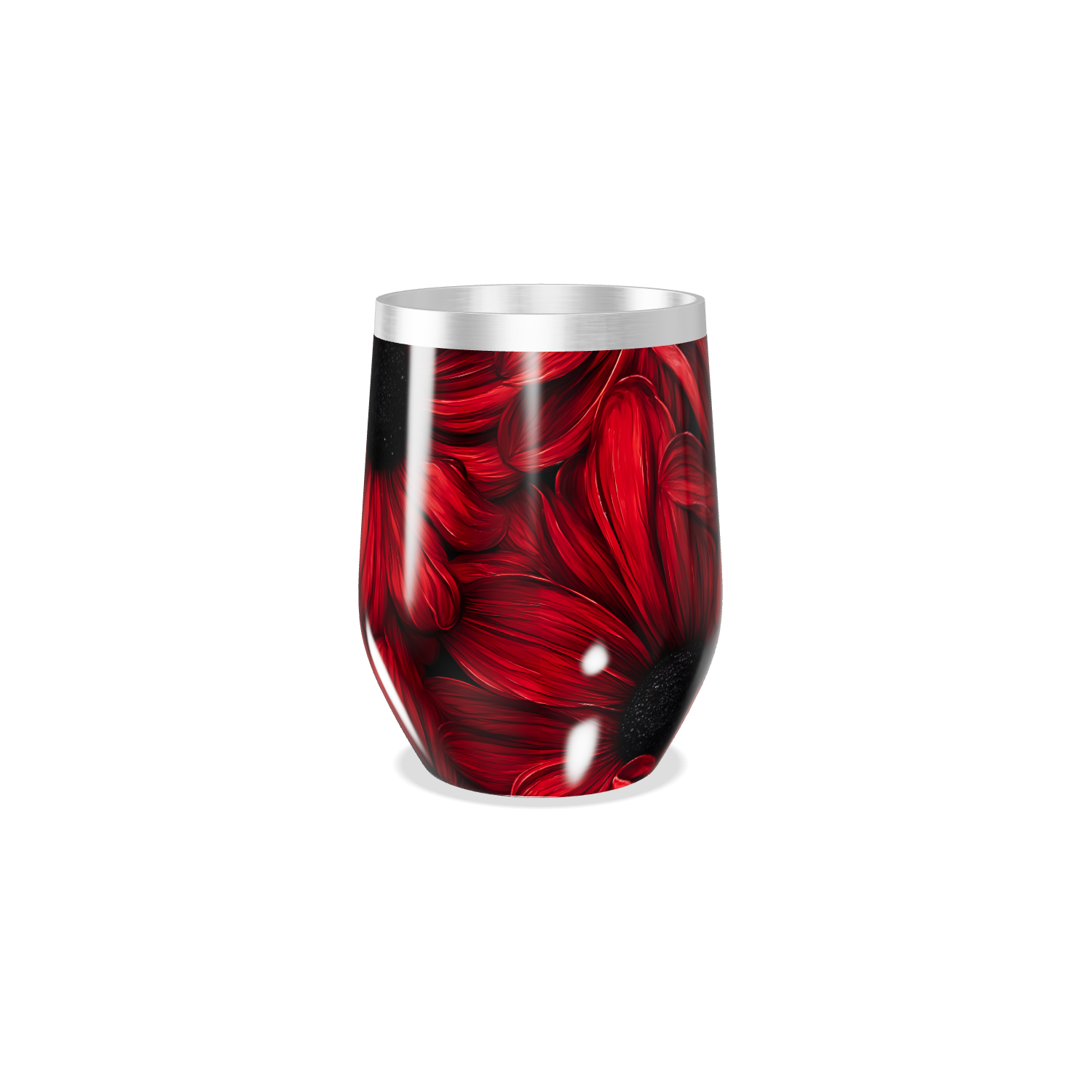 Copo Térmico Slim - Flores Vermelhas Inox