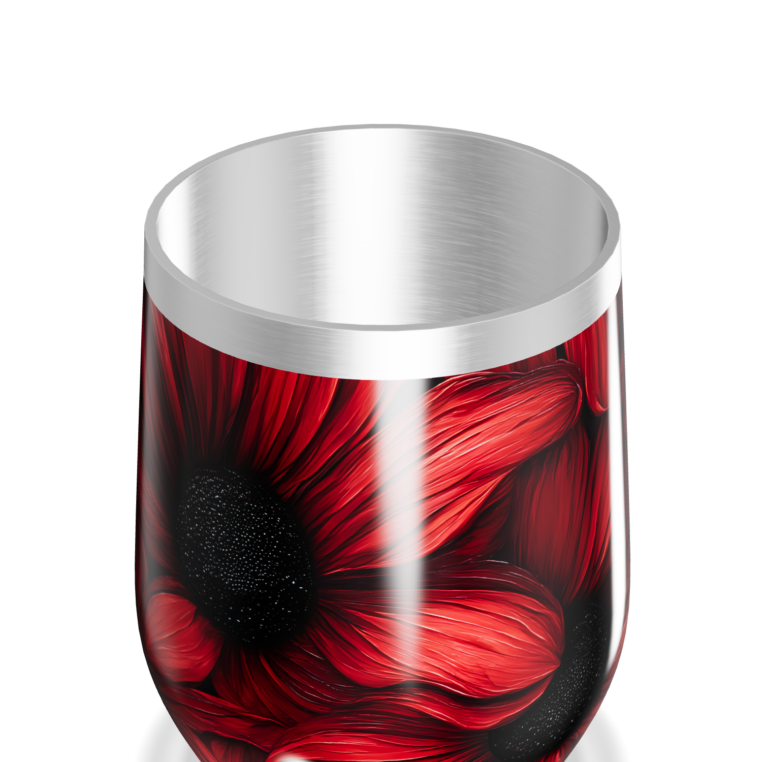 Copo Térmico Slim - Flores Vermelhas Inox