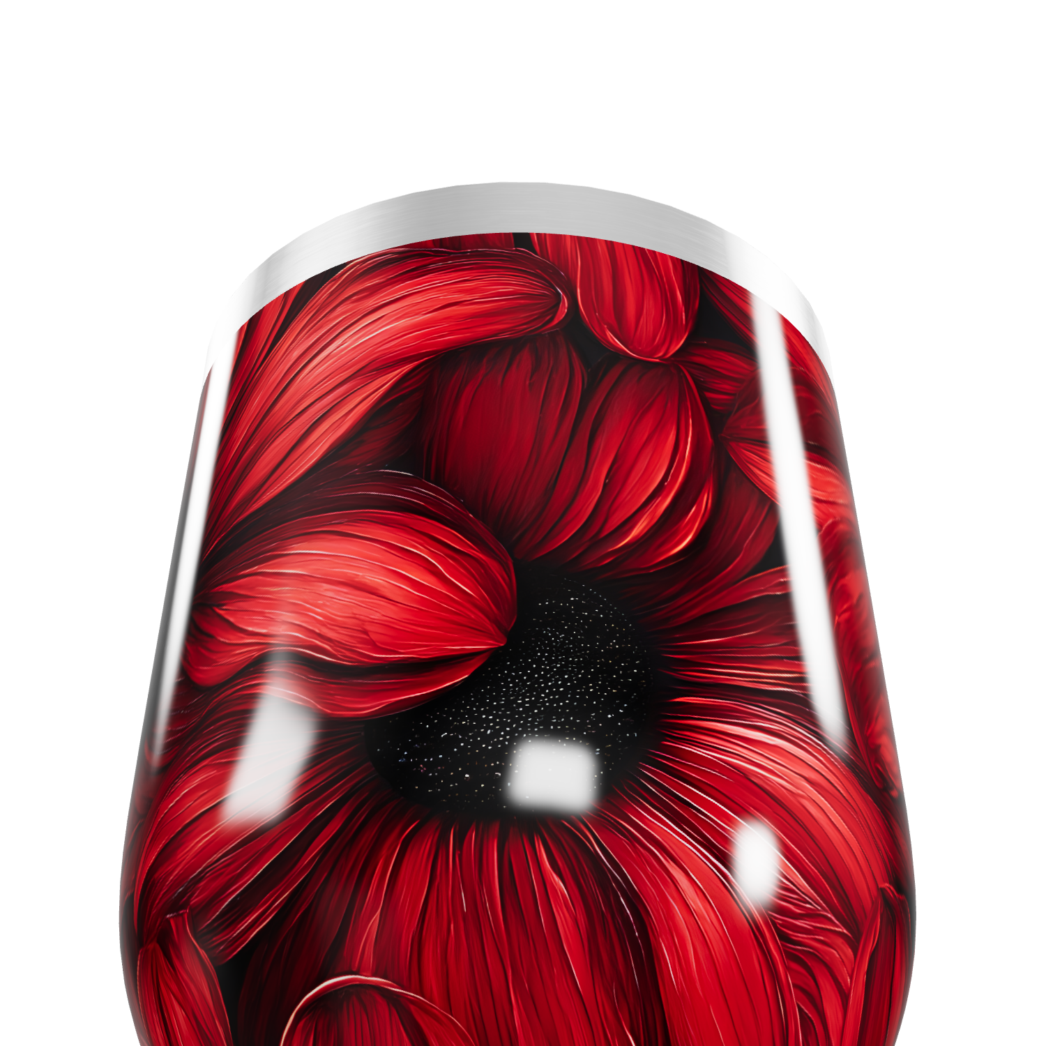 Copo Térmico Slim - Flores Vermelhas Inox