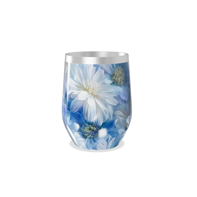 Copo Térmico Slim - Floral Azul Inox