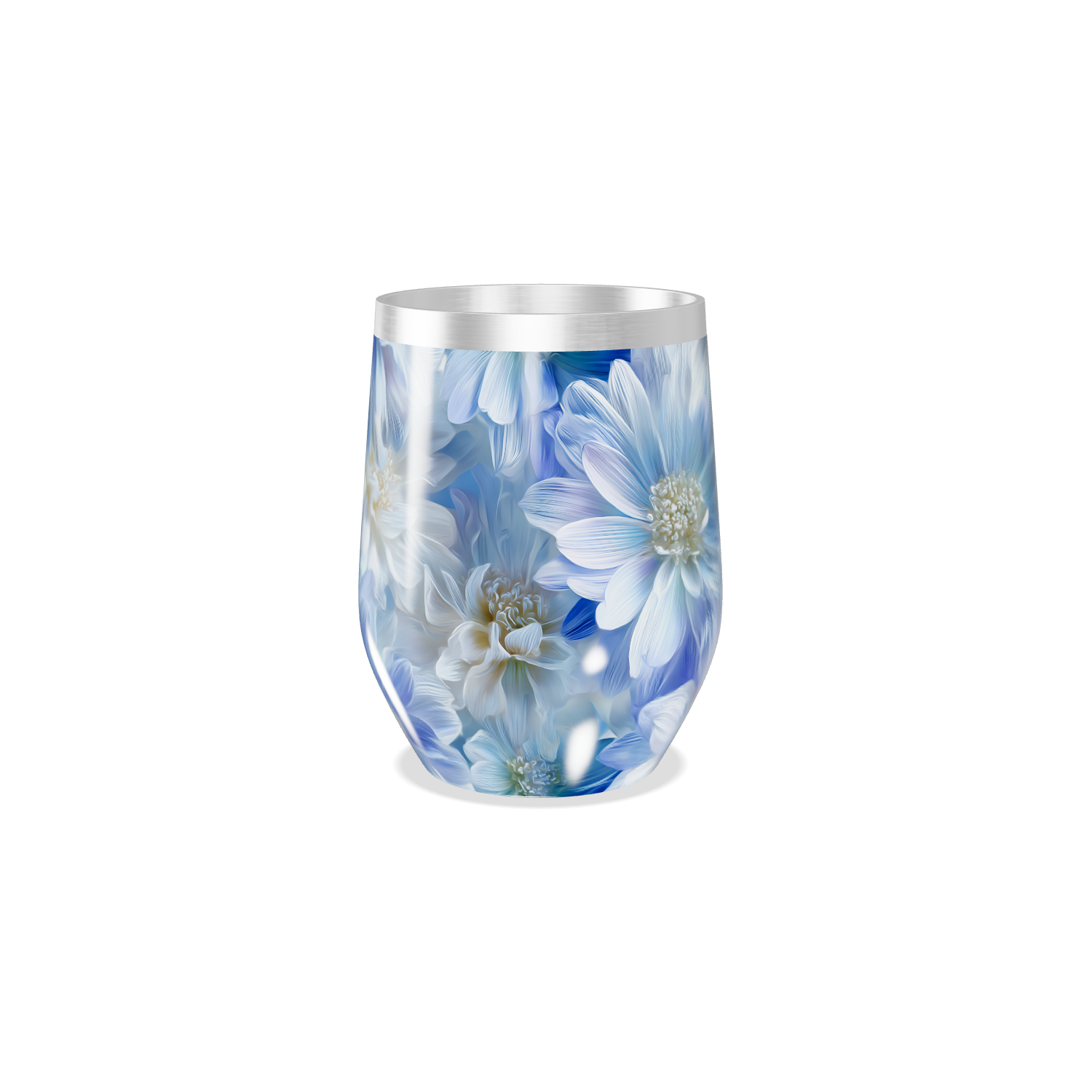 Copo Térmico Slim - Floral Azul Inox
