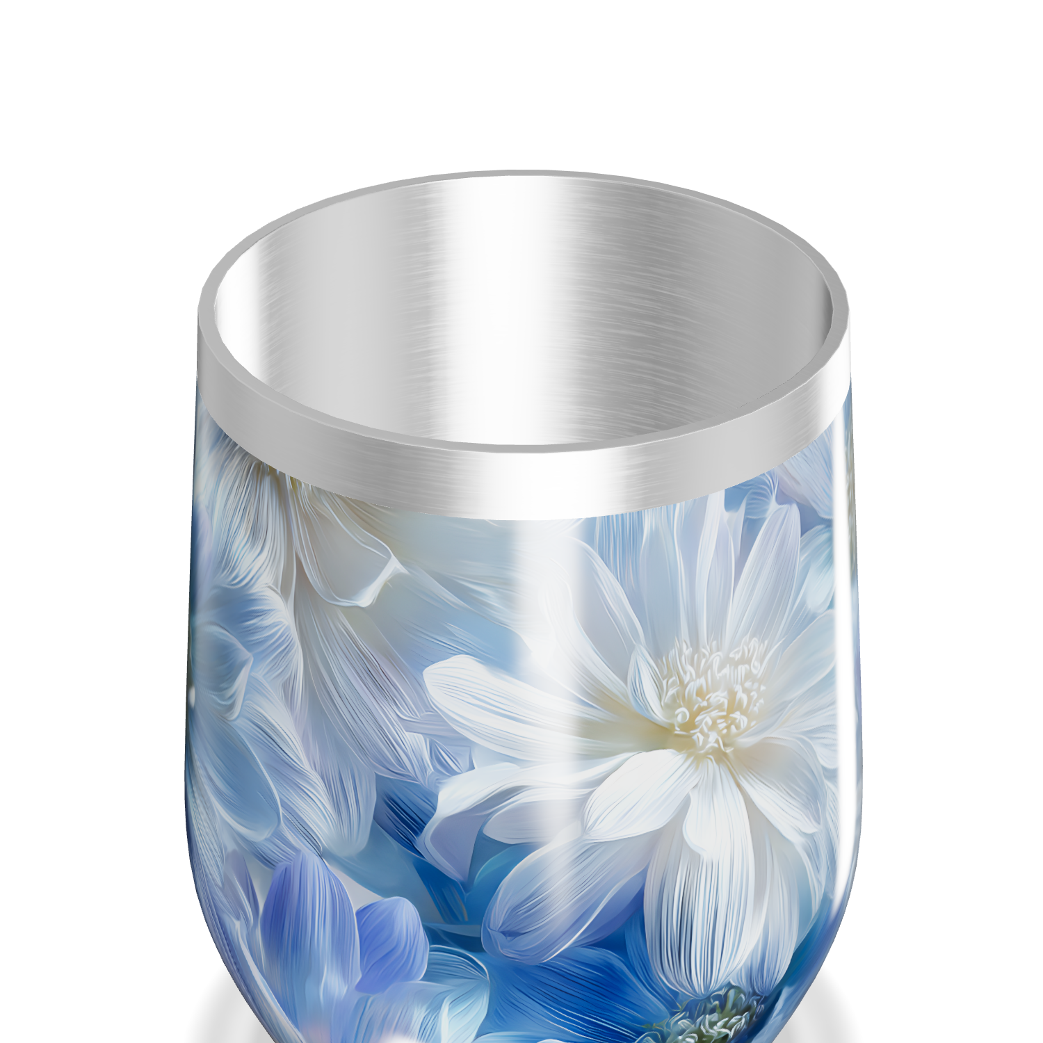 Copo Térmico Slim - Floral Azul Inox