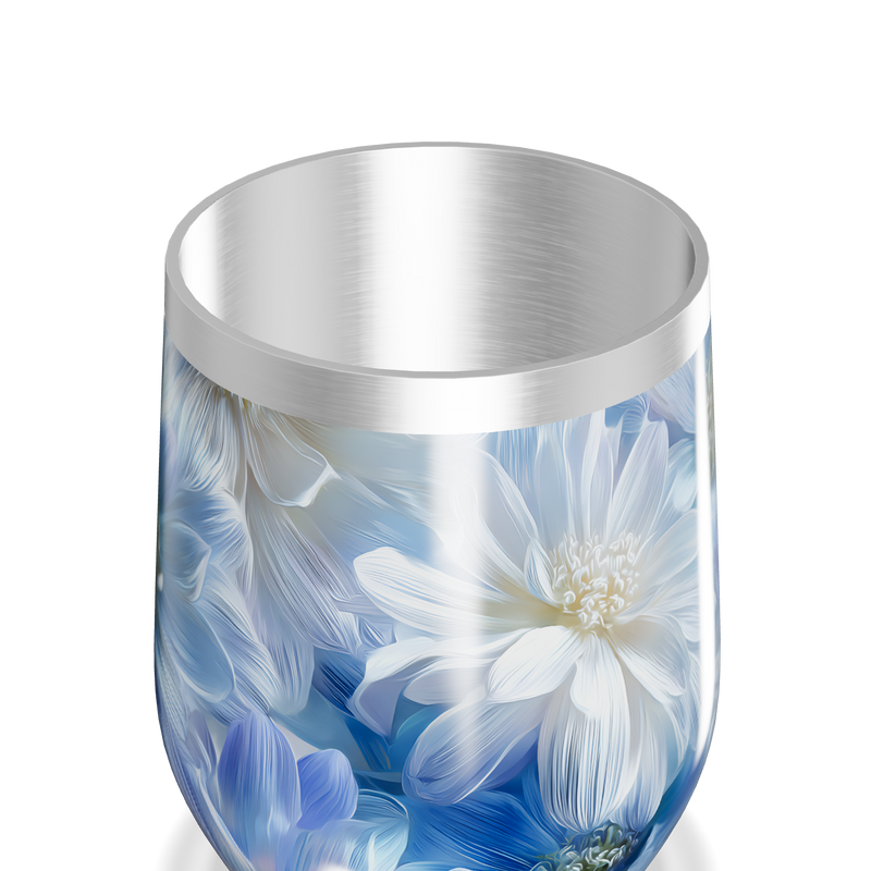 Copo Térmico Slim - Floral Azul Inox