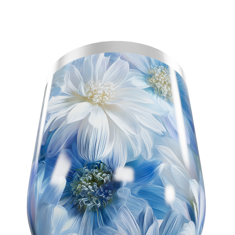 Copo Térmico Slim - Floral Azul Inox