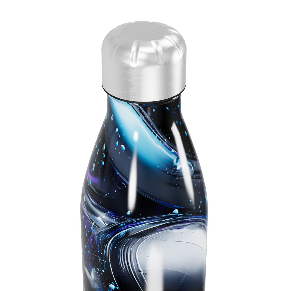 Garrafa Inox - Design Abstrato Azul