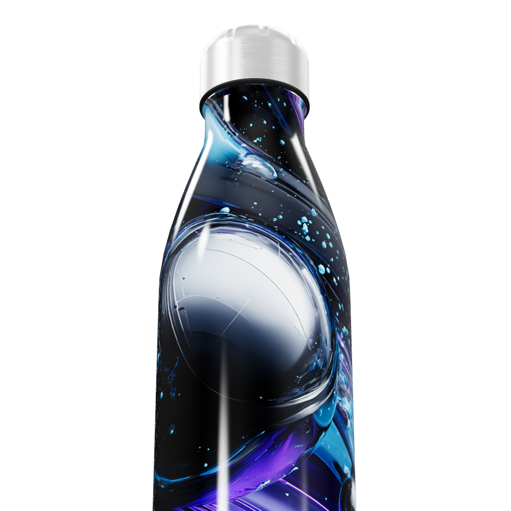 Garrafa Inox - Design Abstrato Azul