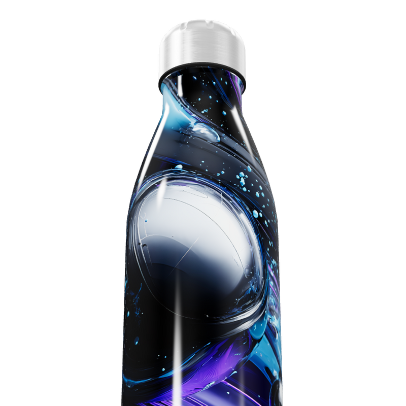 Garrafa Inox - Design Abstrato Azul