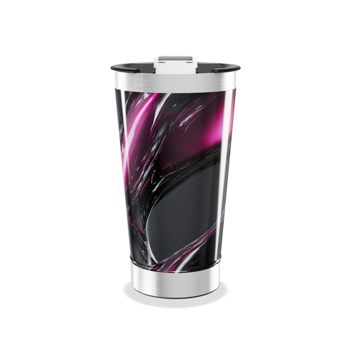 Copo Térmico - Preto e Rosa Abstrato