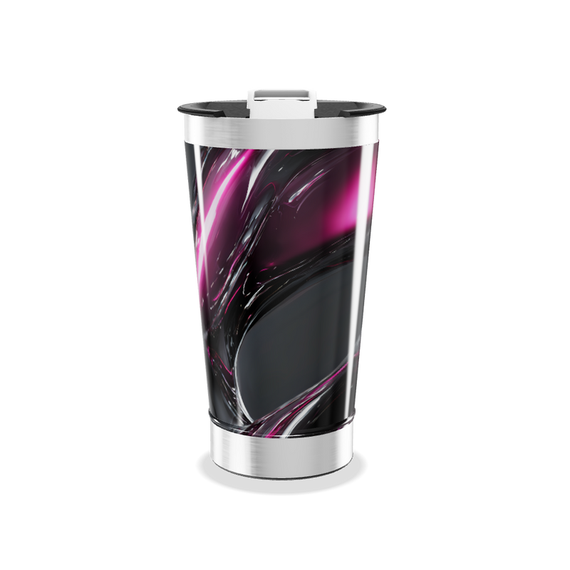 Copo Térmico - Preto e Rosa Abstrato