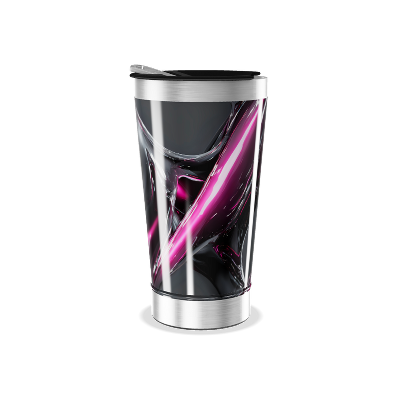 Copo Térmico - Preto e Rosa Abstrato