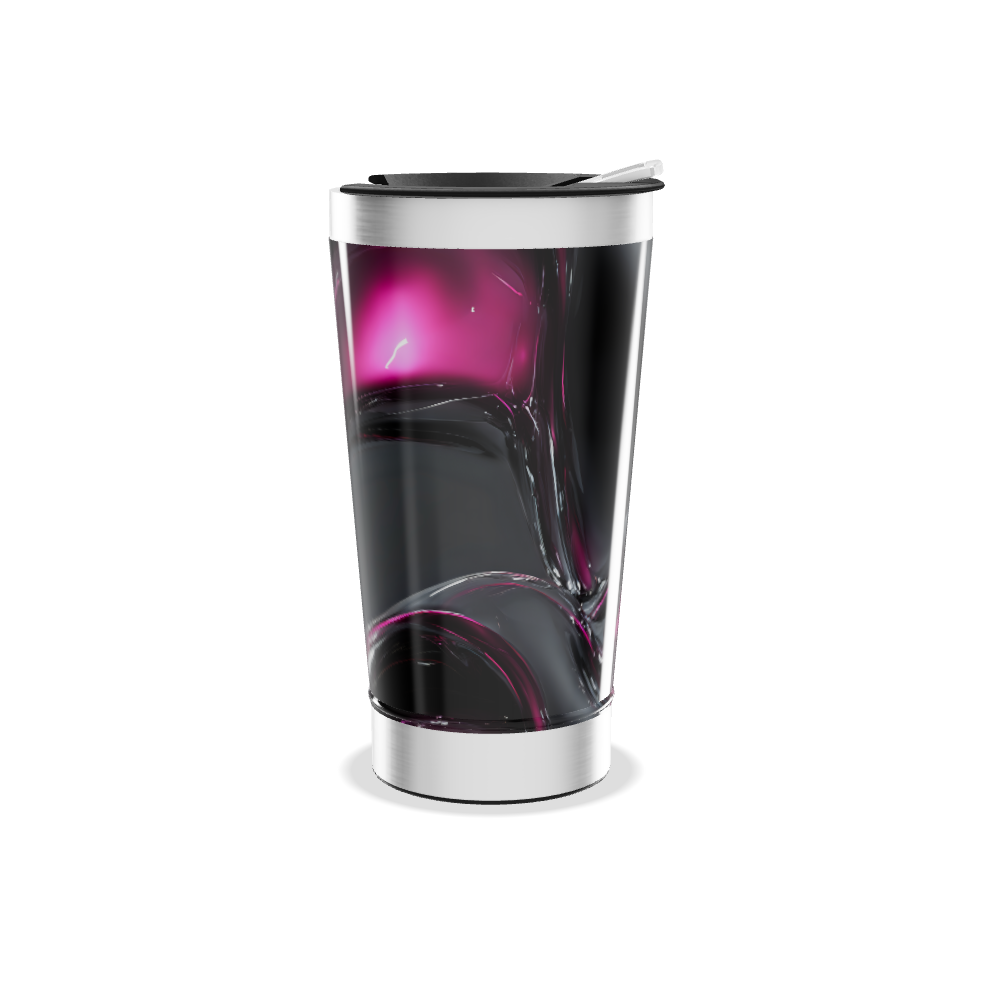 Copo Térmico - Preto e Rosa Abstrato