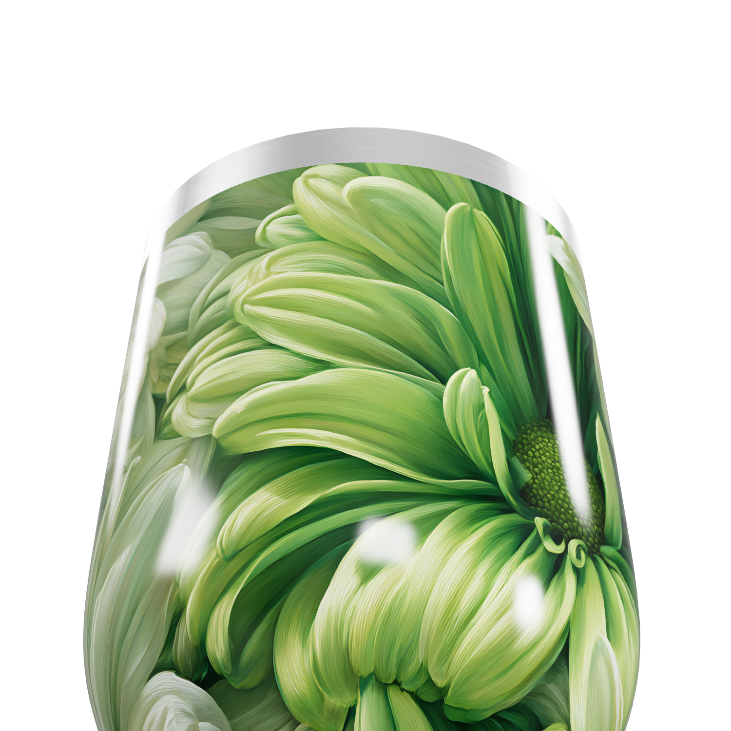 Copo Térmico Slim - Floral Verde Inox