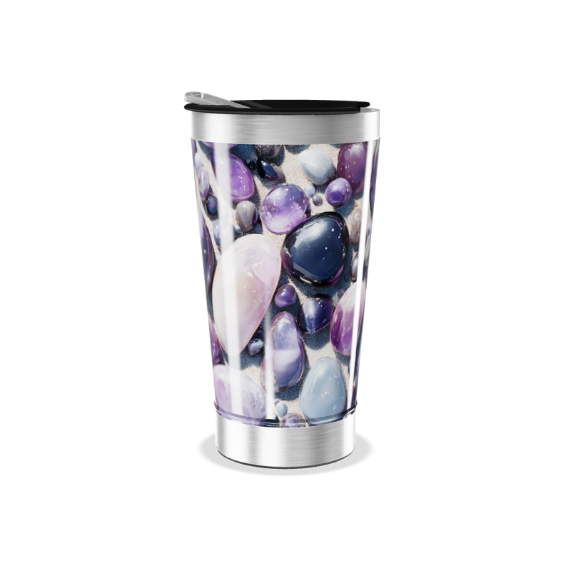 Copo Térmico - Pedras Roxas e Prateado